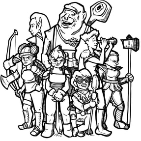 Cartoon of the heroes from the Arithmetiquities